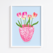 Load image into Gallery viewer, Strawberry Vase with Tulips Print