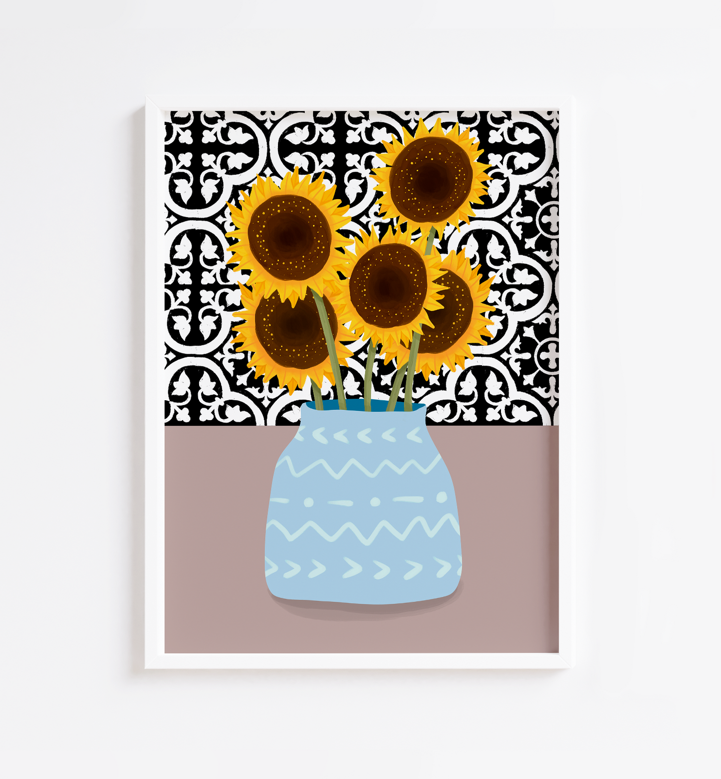 Greek Tiles Sunflower Print