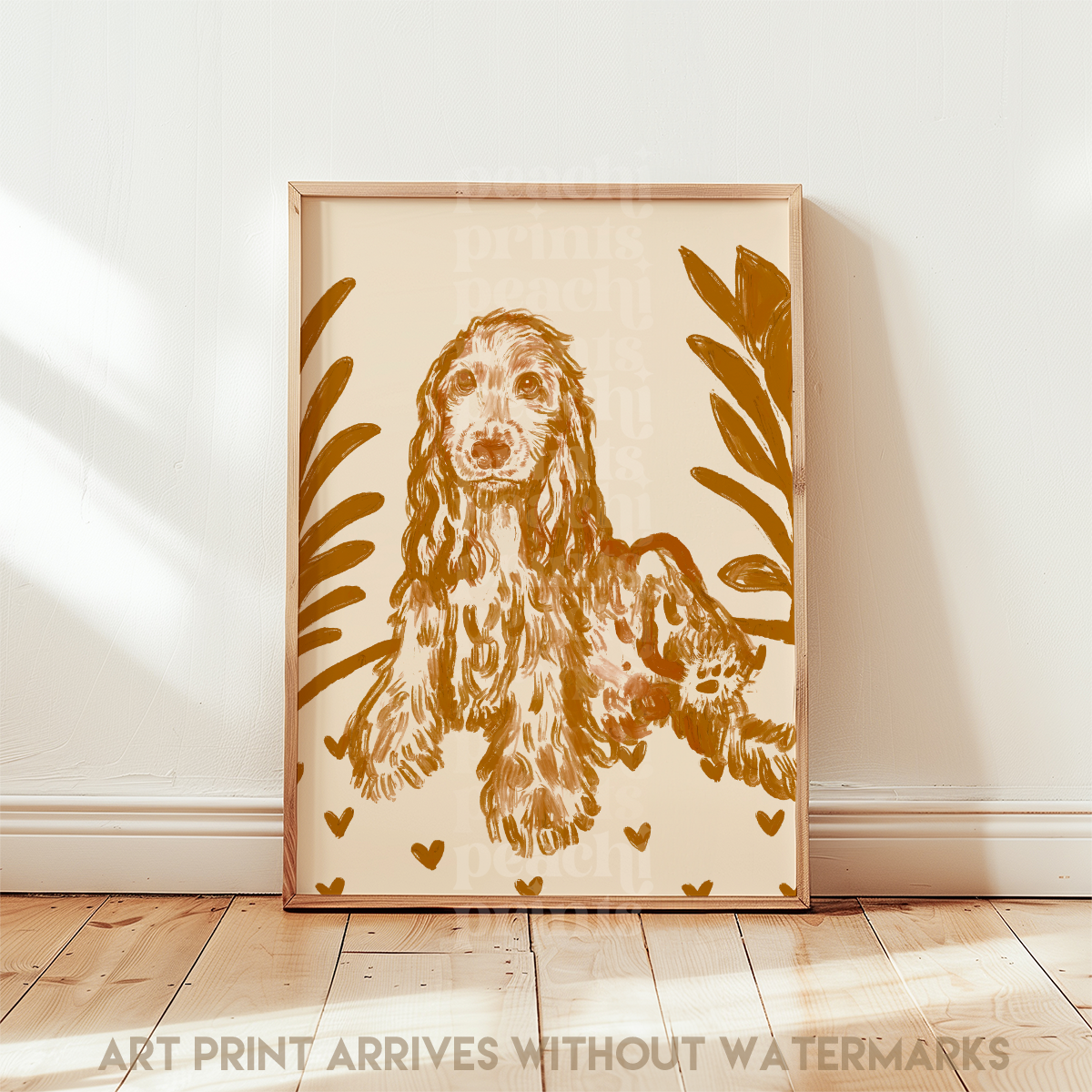 Scandi Cocker Spaniel Burnt Orange Print