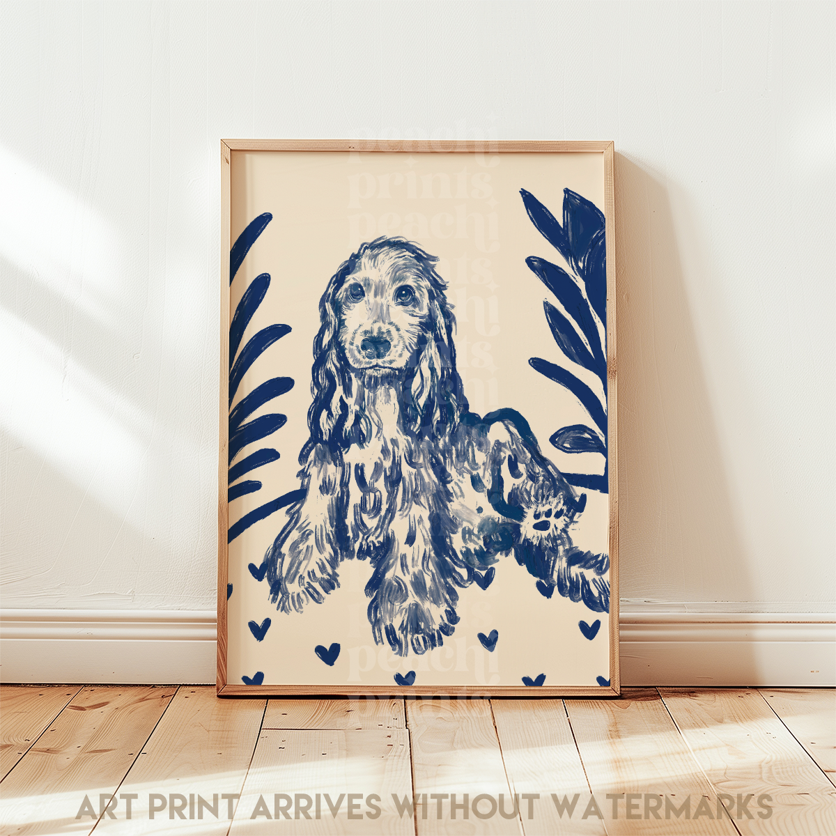 Scandi Cocker Spaniel Navy Print