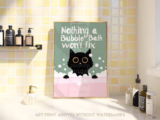 Bubble Bath Cat Print