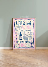 Load image into Gallery viewer, Cats and Wine Print