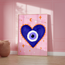 Load image into Gallery viewer, Evil Eye Heart Print
