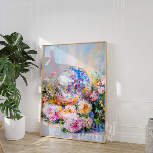 Disco Ball Peony Flowers Print