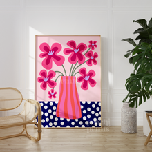 Load image into Gallery viewer, Groovy Pink Flower Vase Print