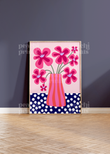 Load image into Gallery viewer, Groovy Pink Flower Vase Print