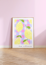 Load image into Gallery viewer, Les Citrons Gingham Lemons Print