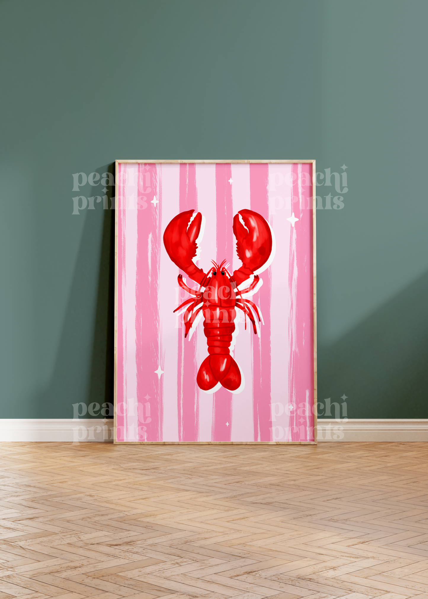 Lobster On Stripes Print