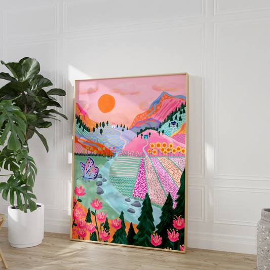 Colourful Mountain Landscape Print