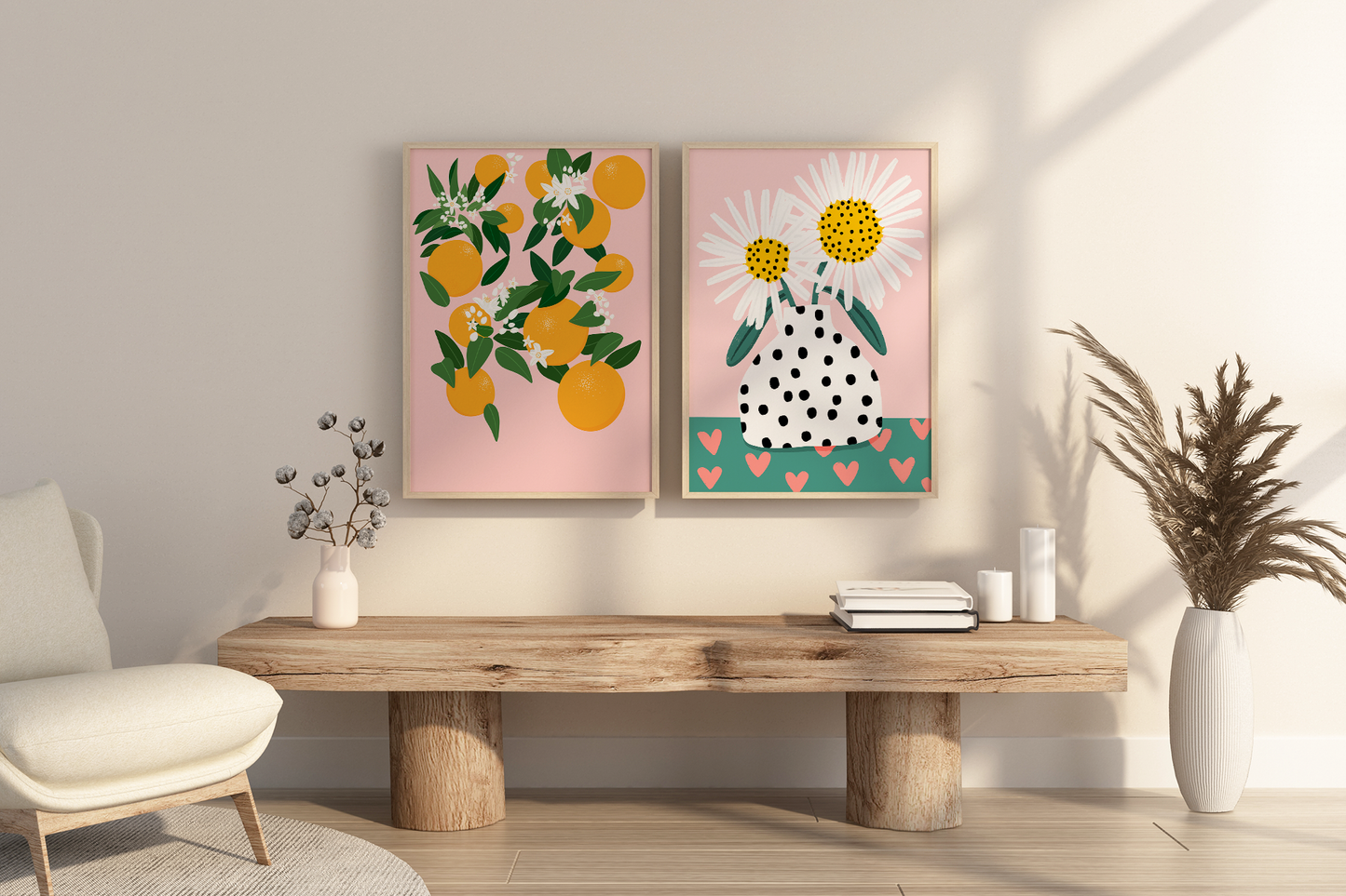 Botanical Oranges Pink Print