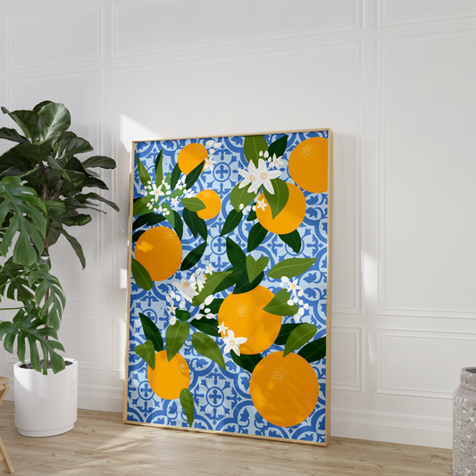 Moroccan Tile Oranges Print