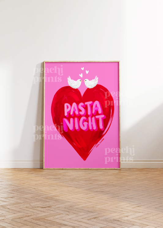 Pasta Night Heart Print