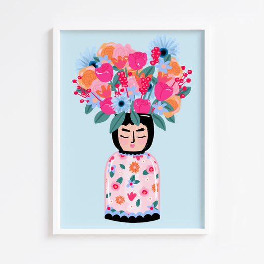 Face Vase Bouquet Print
