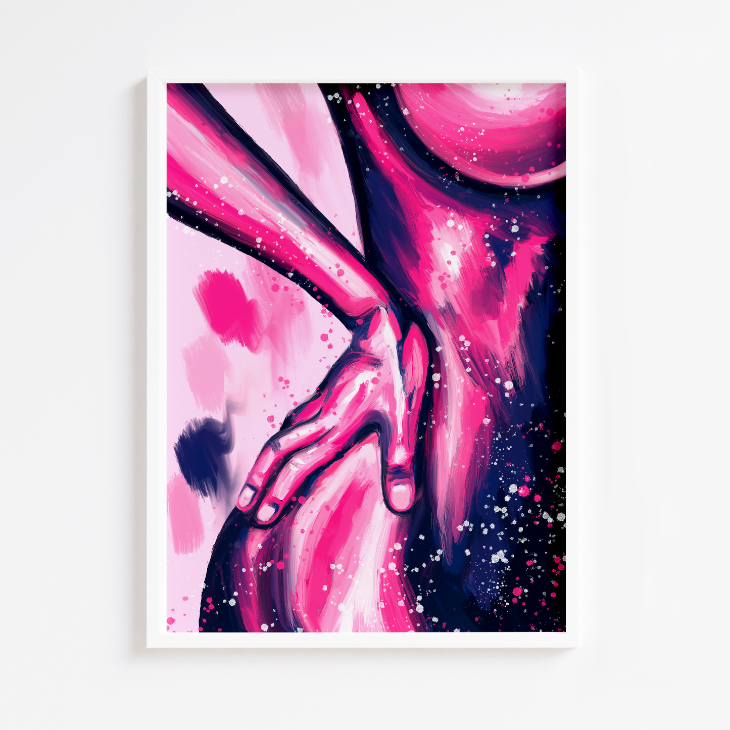 Figure Painting Vivid Pink Print