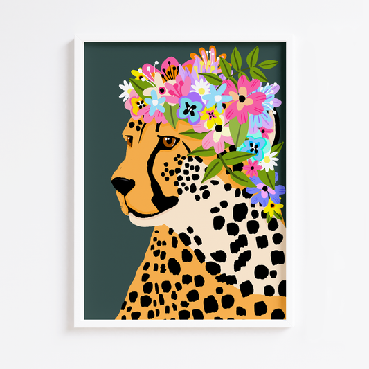 Cheetah Floral Crown Lilac Print