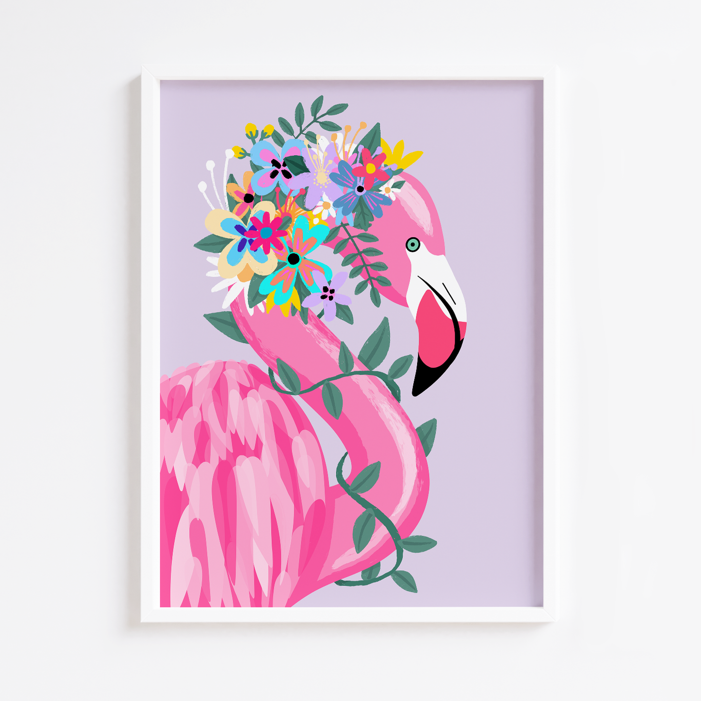 Floral Flamingo Crown Lilac Print