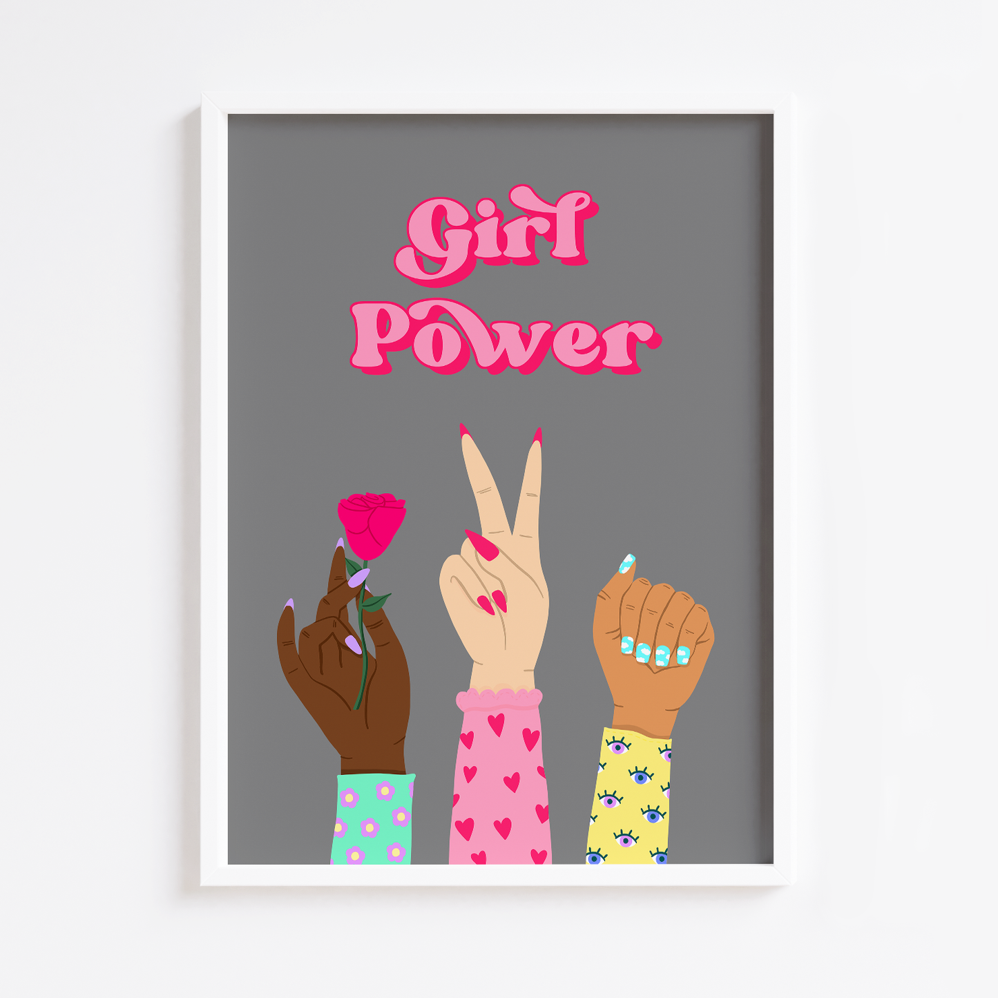Girl Power Hands Pink Print