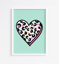 Load image into Gallery viewer, Mint Leopard Heart Print