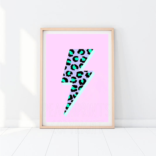 Pink Leopard Lightning Bolt Print