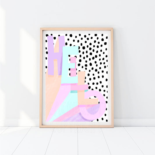 Hello Pastel Rainbow Spots Print