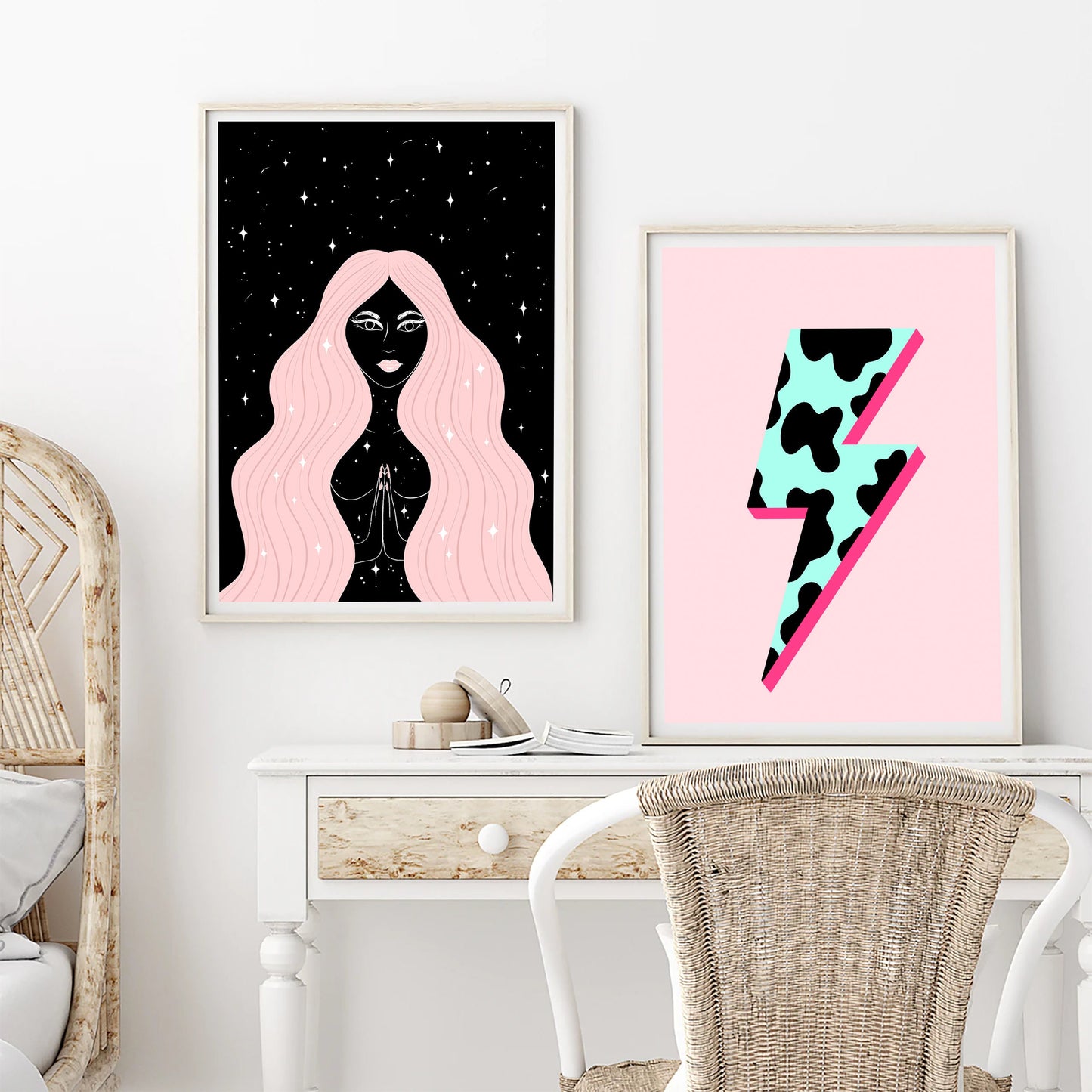 Cow Lightning Bolt Print