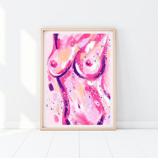 Pink Painted Boobs Print