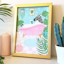 Load image into Gallery viewer, Zebra Bath Mint Print
