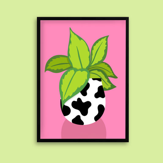 Cow Pot Plant Print