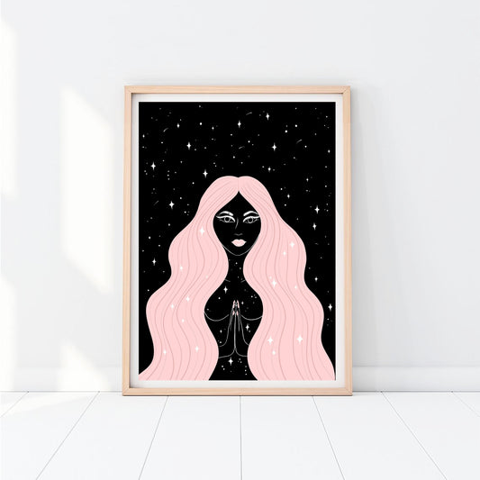 Pink Moon Goddess Print