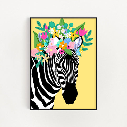 Floral Zebra Crown Yellow Print