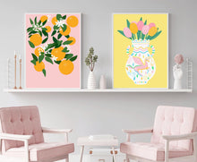 Load image into Gallery viewer, Botanical Oranges Pink Print