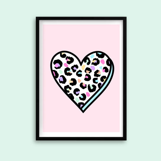 Pink Leopard Heart Print