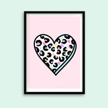 Load image into Gallery viewer, Mint Leopard Heart Print