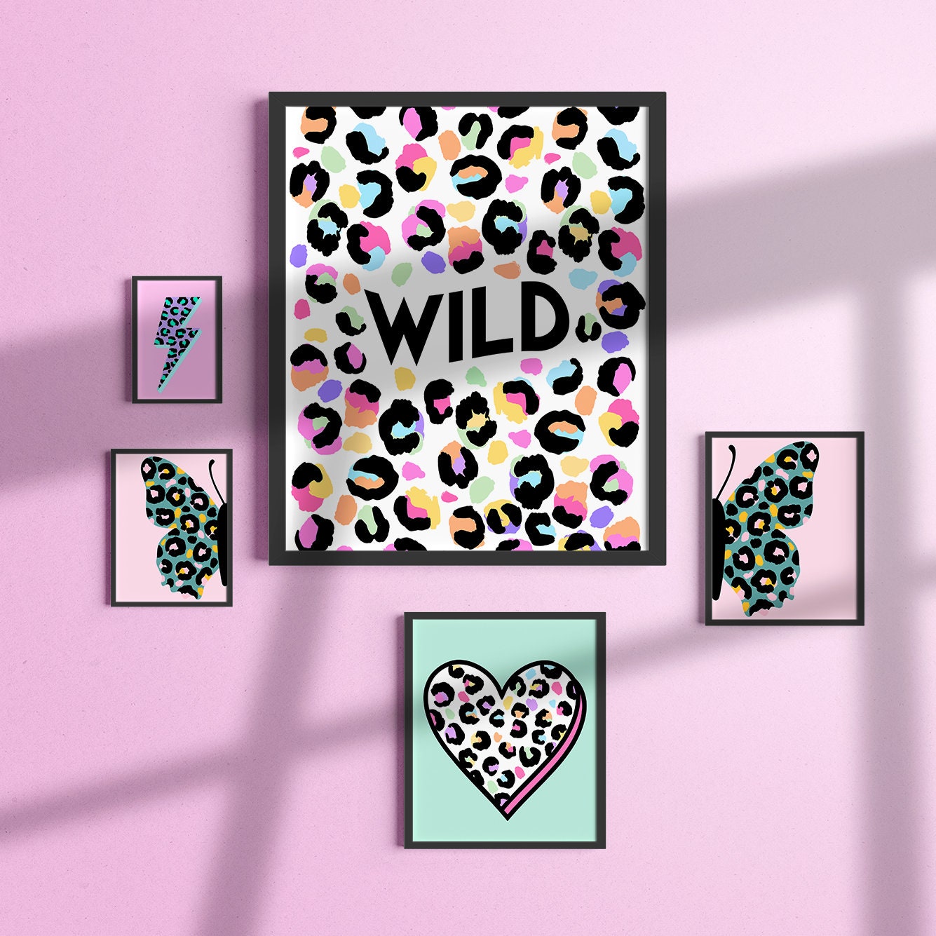 Pink Leopard Lightning Bolt Print