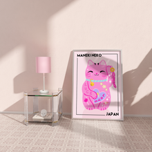 Load image into Gallery viewer, Lucky Pink Maneki Neko Print