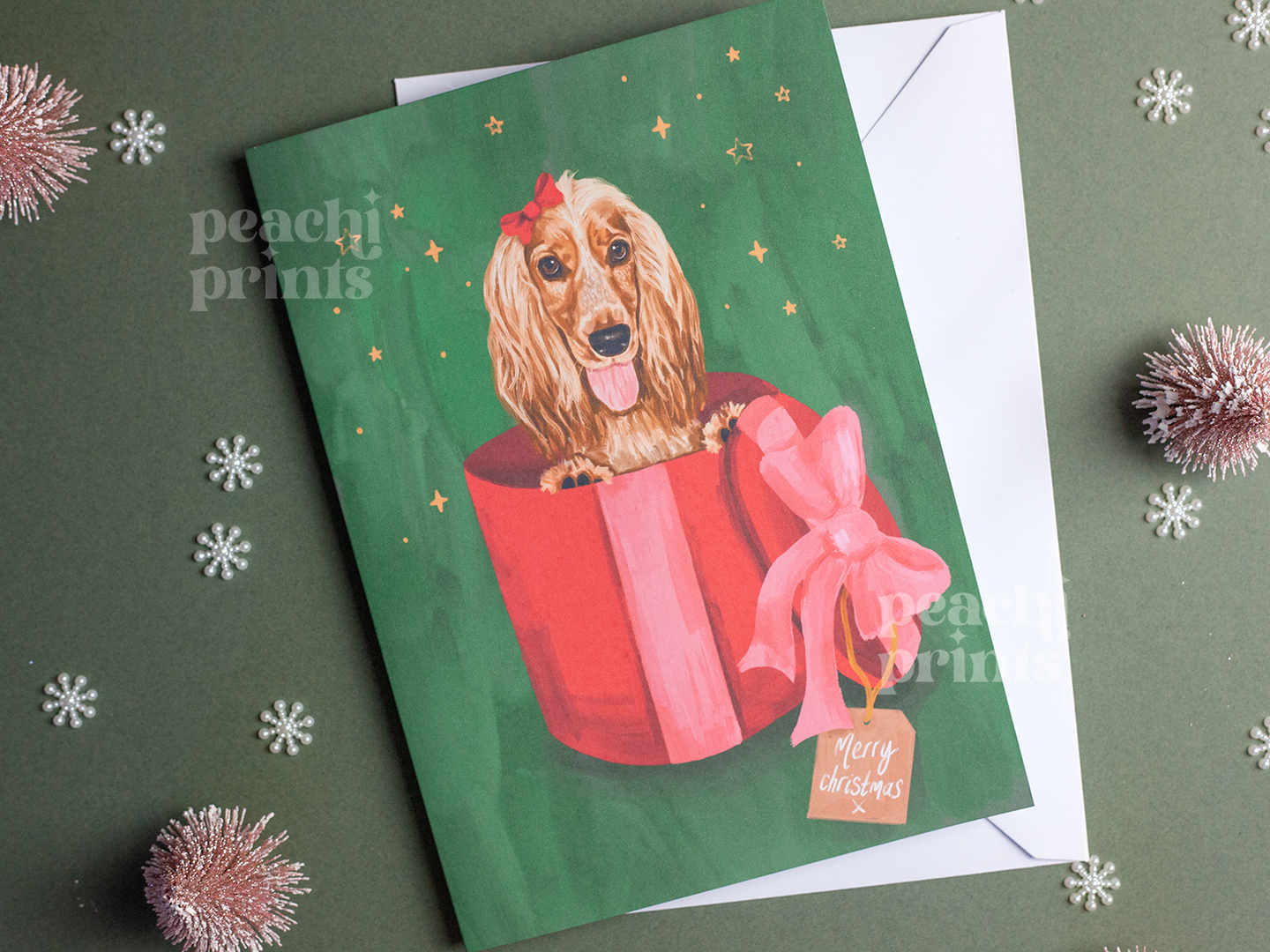 Cocker Spaniel Present Christmas Card