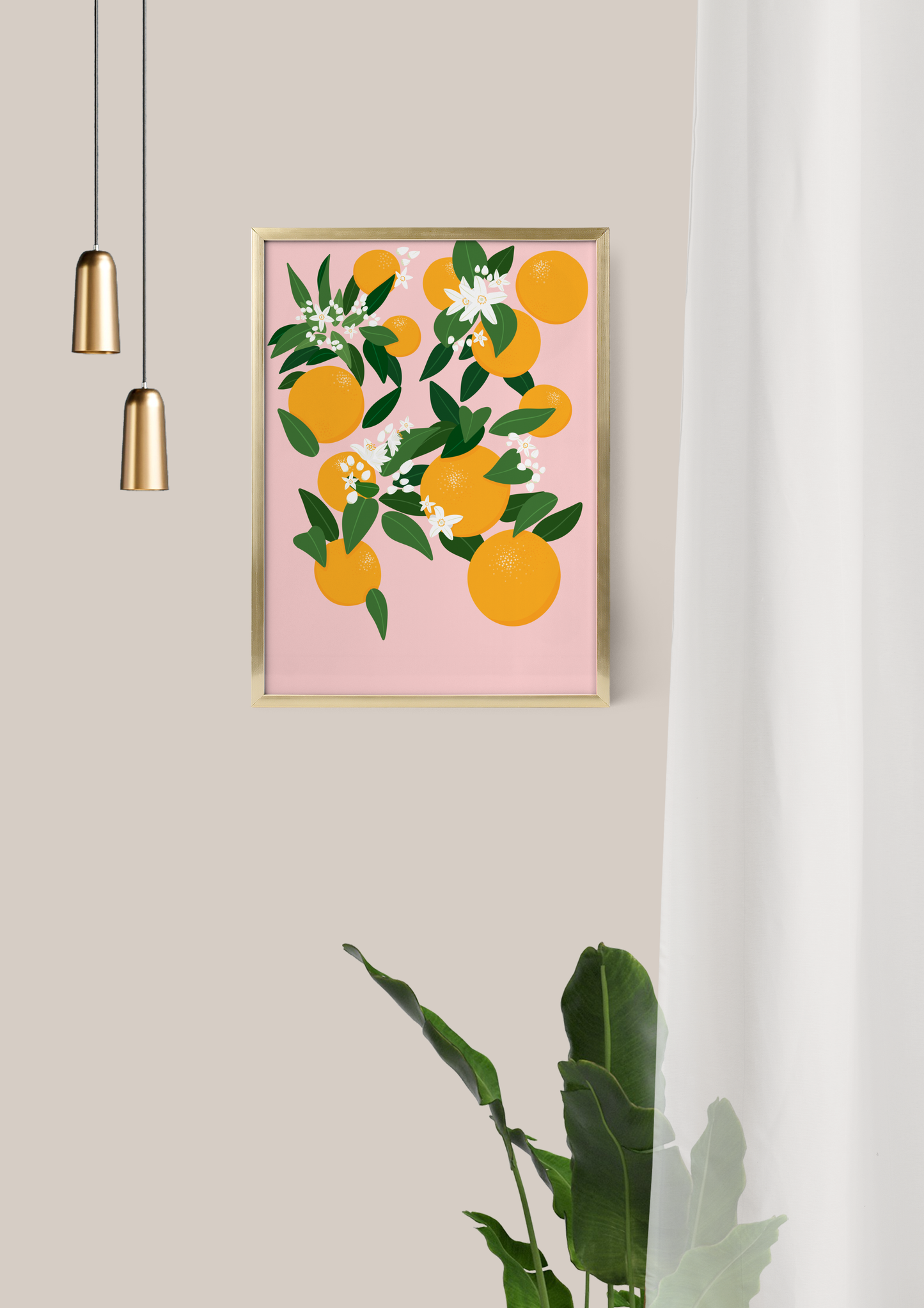 Botanical Oranges Pink Print