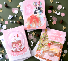 Load image into Gallery viewer, Pink Christmas Cards Variety Pack of 3
