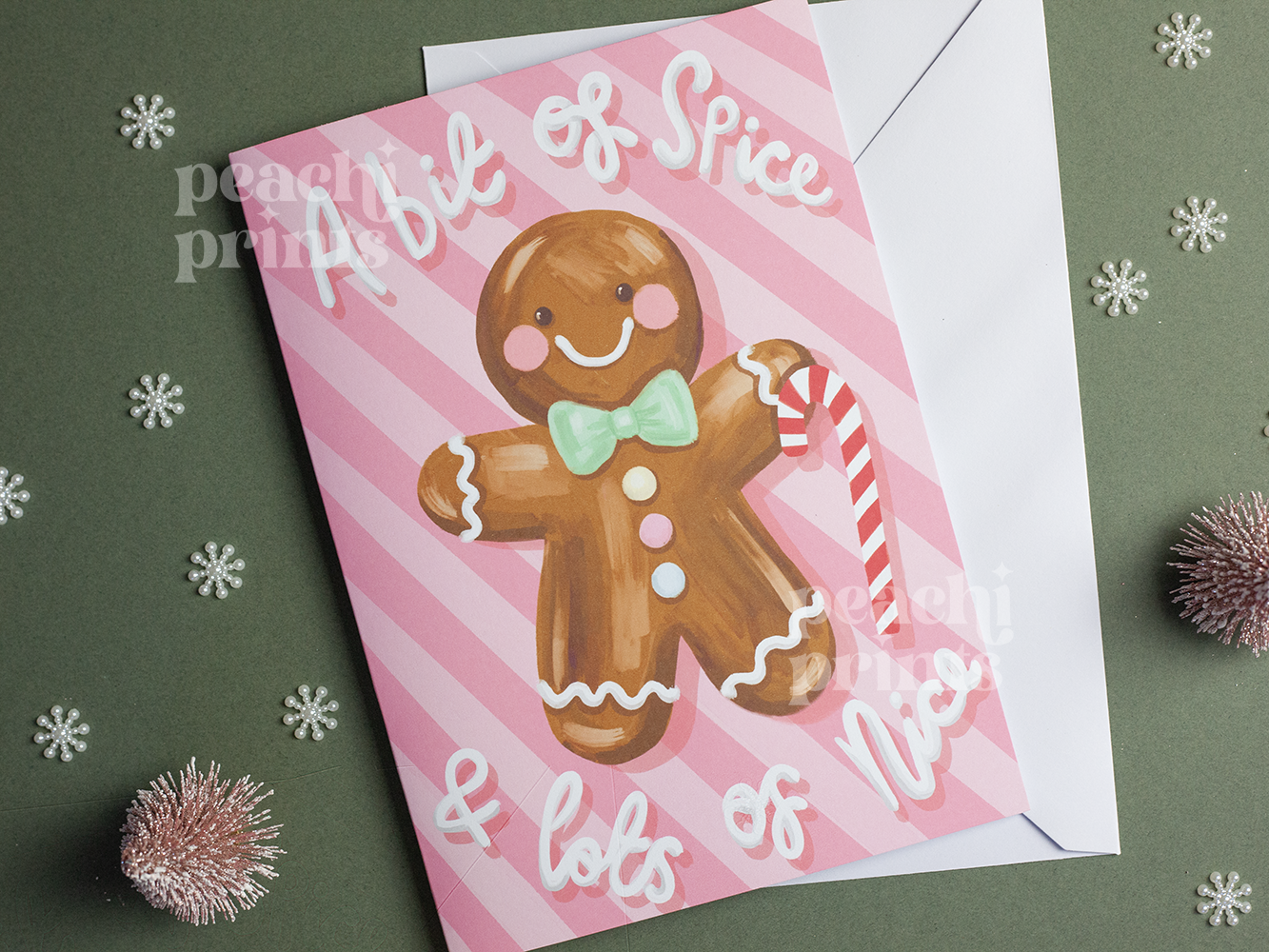 Pink Retro Gingerbread Christmas Card