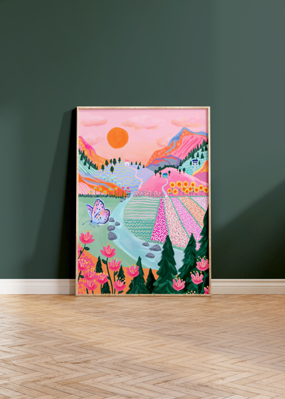 Colourful Mountain Landscape Print