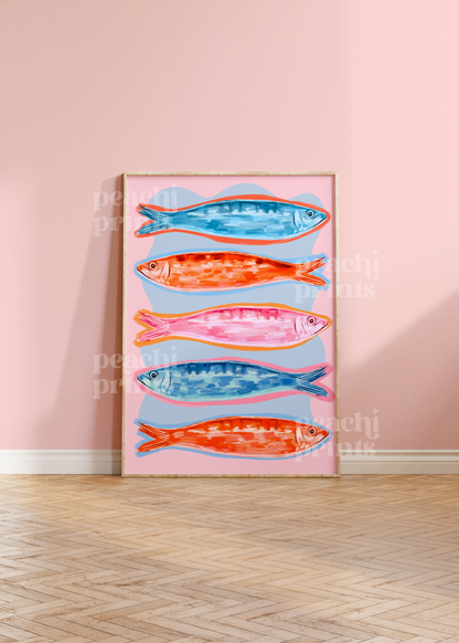 Abstract Sardines Print