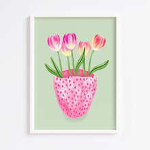 Load image into Gallery viewer, Strawberry Vase with Tulips Print
