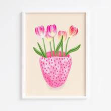 Load image into Gallery viewer, Strawberry Vase with Tulips Print

