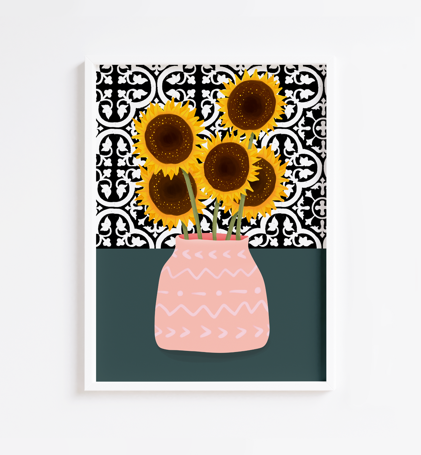 Greek Tiles Sunflower Print