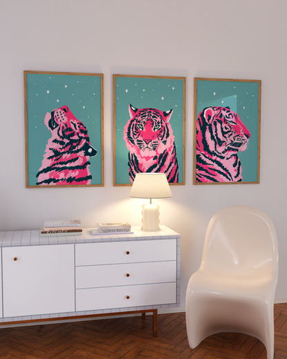 Set of 3 Starry Tiger Prints