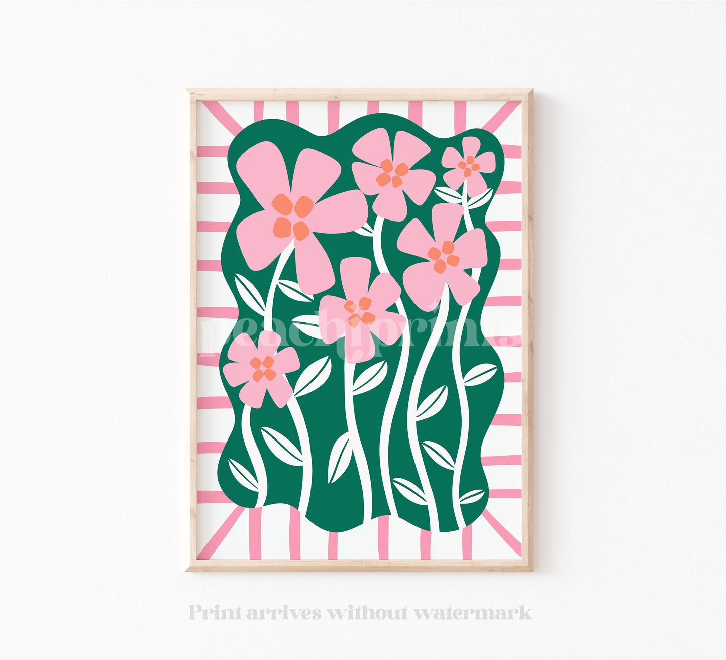 Abstract Pink Flowers Print