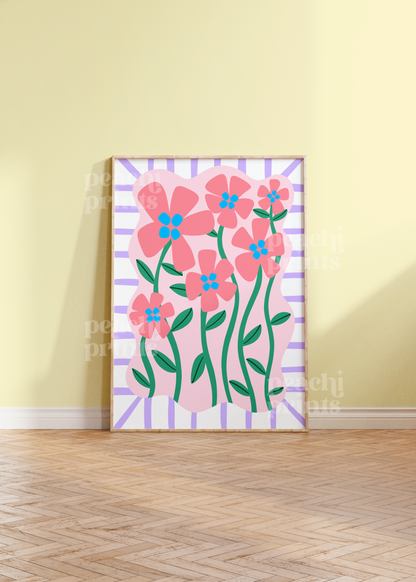 Abstract Coral Flowers Print