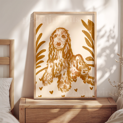 Scandi Cocker Spaniel Burnt Orange Print