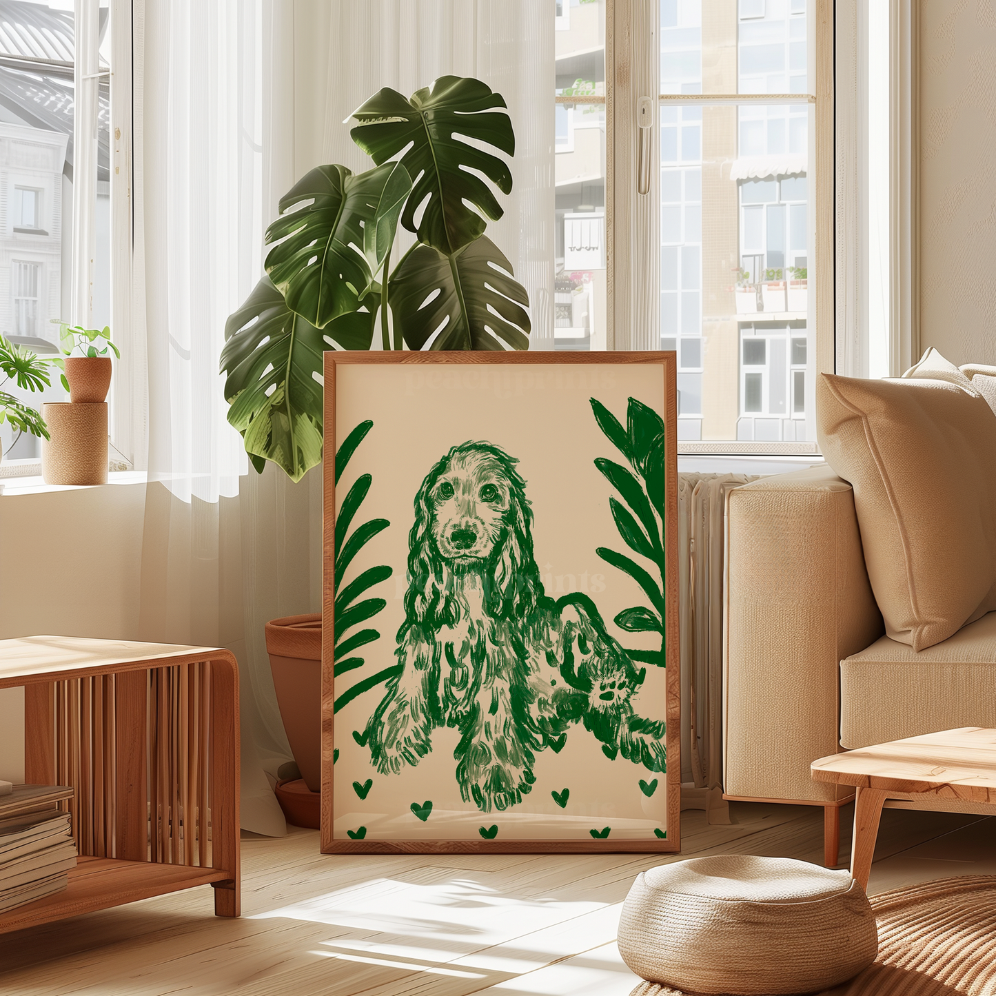 Scandi Cocker Spaniel Green Print