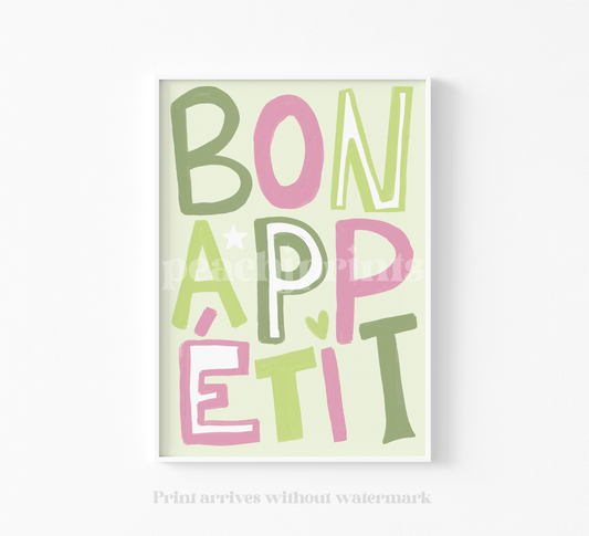 Bon Appetit Letter Print